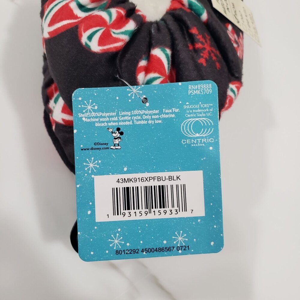 Disney‎ Mickey Minnie Peppermint Candy Slippers Sherpa Fuzzy Nonslip Womens 4-10 - Picture 6 of 7